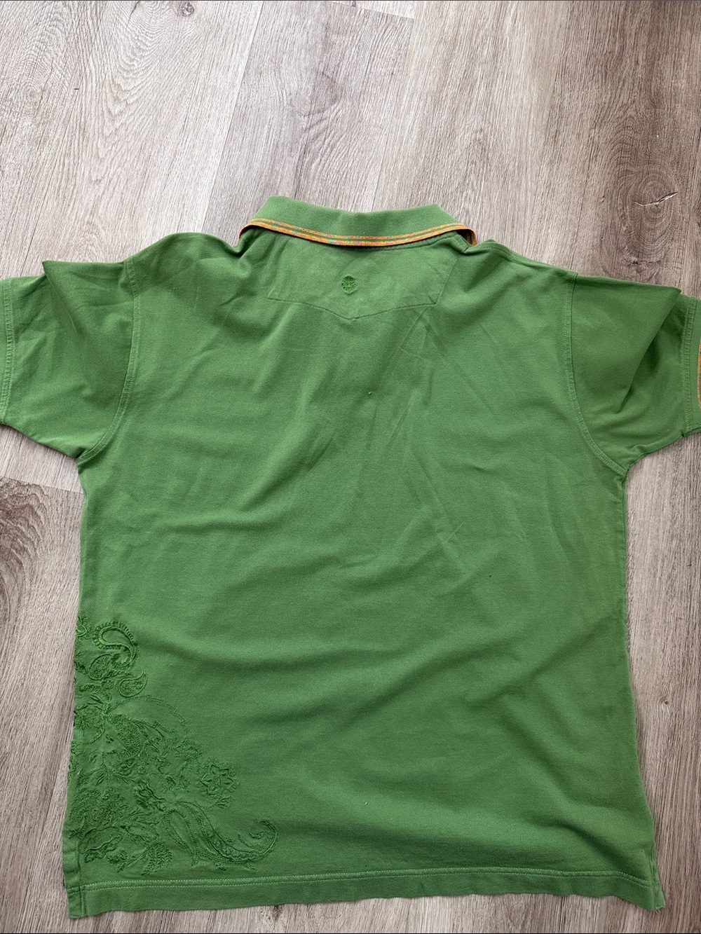 Robert Graham Green Embroidered Polo Shirt with Colorful Trim - Picture 4 of 6